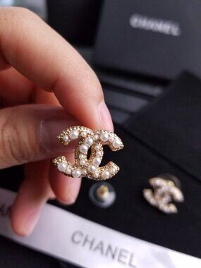 Chanel Pearl - Embellished CC Logo Earrings